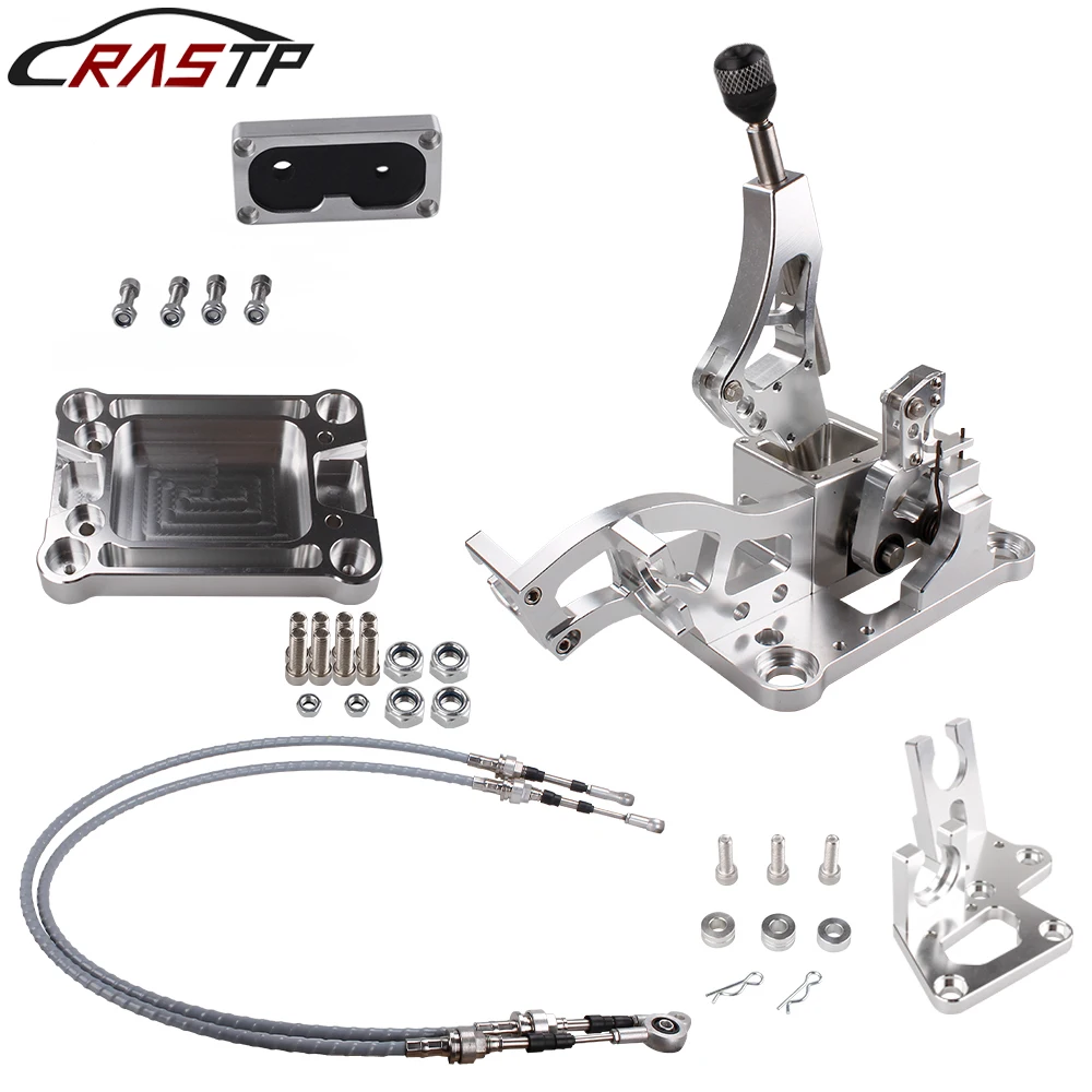 RASTP-Shifter Box Shifter Cables Knob Trans Bracket Firewall Cable Grommet Shifter Base Plate Whole Set For RSX K-Swap K20 K24