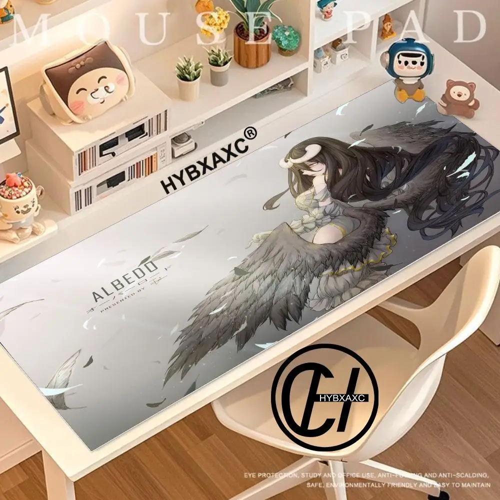 

XAXC HD Anime O-OverlordS Albedo Mouse Pad Non-slip Rubber Gamer Balance Computer Mat Decoracion Deskmat Laptop Office Large