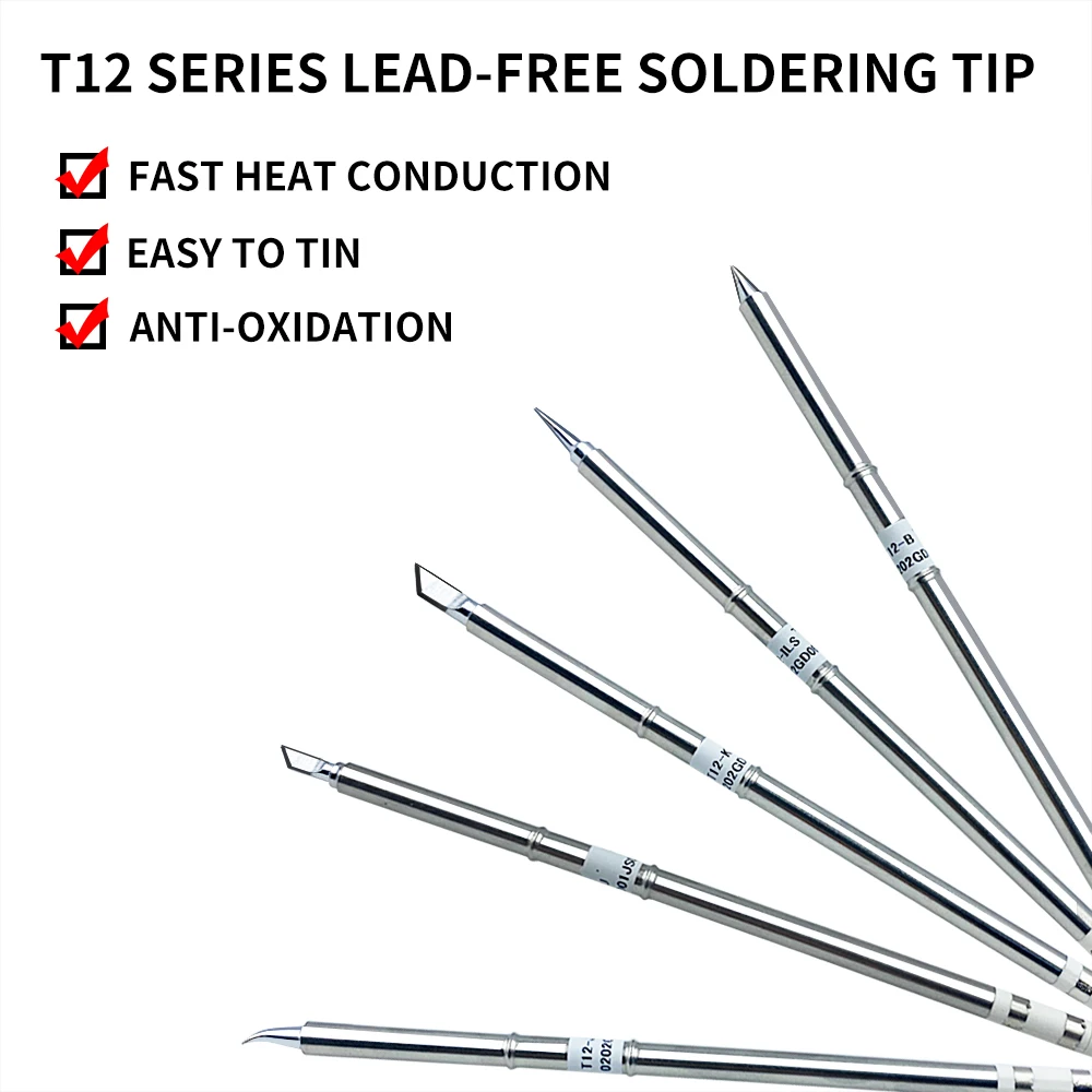 

Lefavor T12 Series Soldering Tips for Soldering Welding Iron FX951 FX-952 Soldering Station High Quality