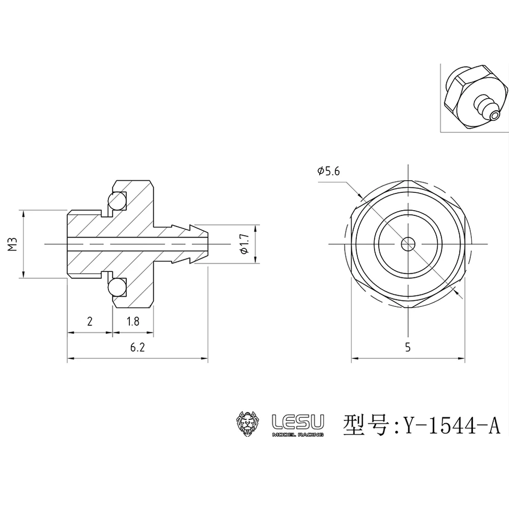 LESU-Buse M3 en acier inoxydable pour tuyau d'huile hydraulique, 2-1mm, RC 1/14 1/12, camions à benne basculante, EbLoader, véhicules de construction