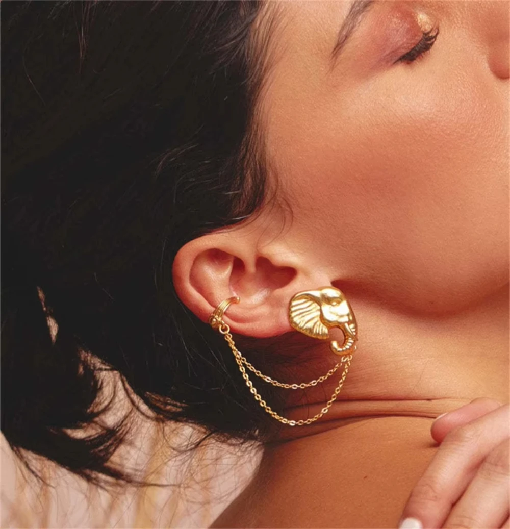 أقراط عصرية للنساء بتصميم متخصص على شكل فيل من الفولاذ المقاوم للصدأ #5