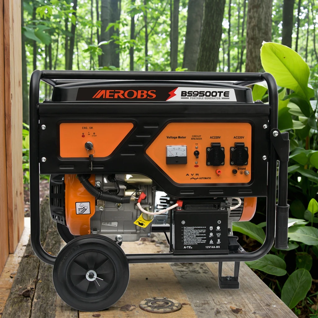 

Профессиональный бензиновый генератор с автоматическим запуском, 7,5 кВт, 230 В, 9500, бензиновый, 4-тактный, 3-фазный, 7,5 кВА, ручное колесо