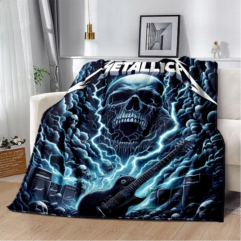 3D M-Metallica Thrash Metal Band Cartoon Soft Blankets,Throw Blanket Comfortable Blanket for Beds Sofa Home Bedroom Gift