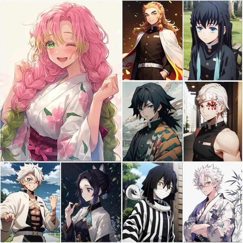 

Demon Slayer Diamond Painting 5D Kaimetsu no Yaiba Giyu Tomioka Full Diamond Mosaic Picture Kochou Shinobu Home Decor Painting