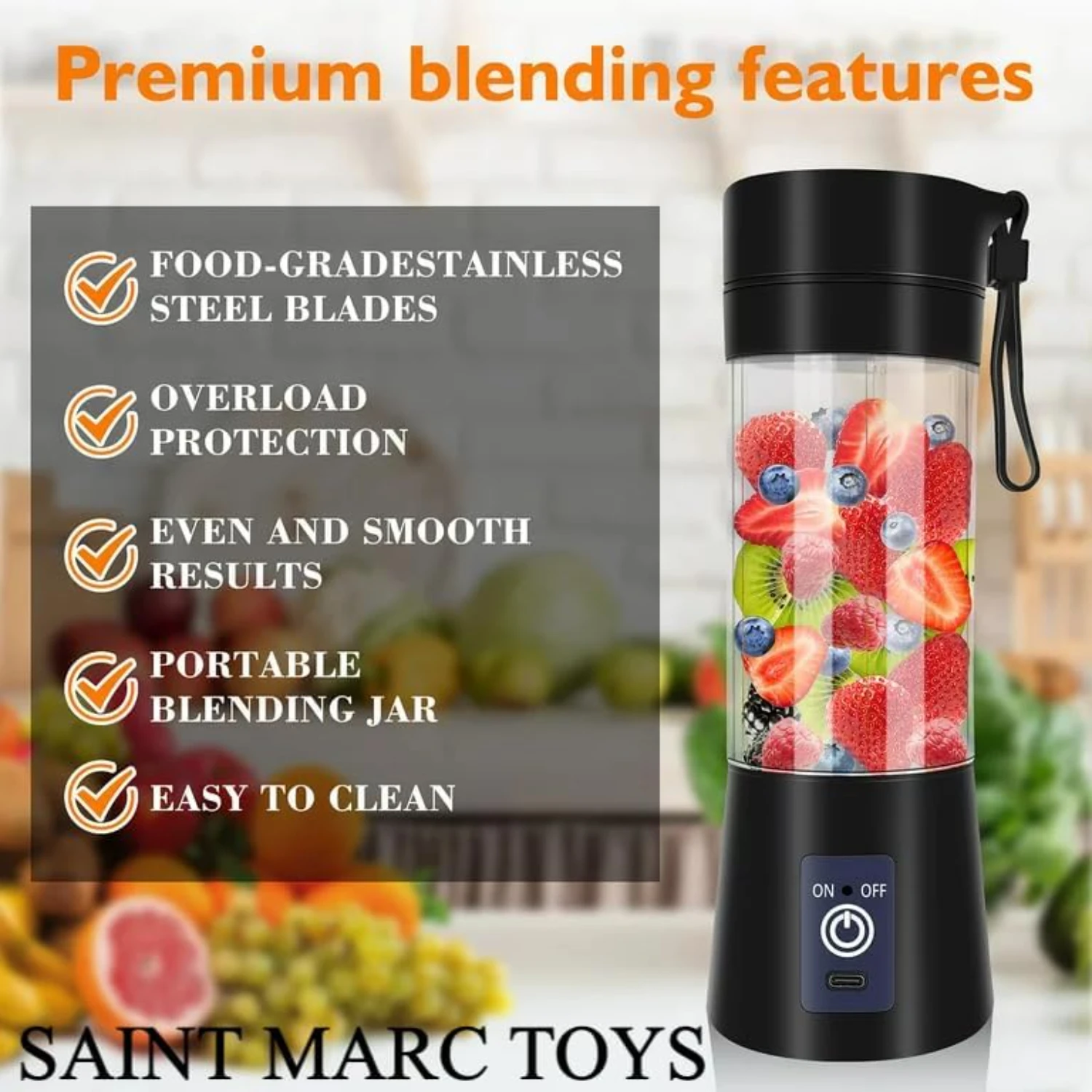 Персональный размер, 380 мл, перезаряжаемые USB-бутылки для блендера для коктейлей и смузи — портативный персональный блендер