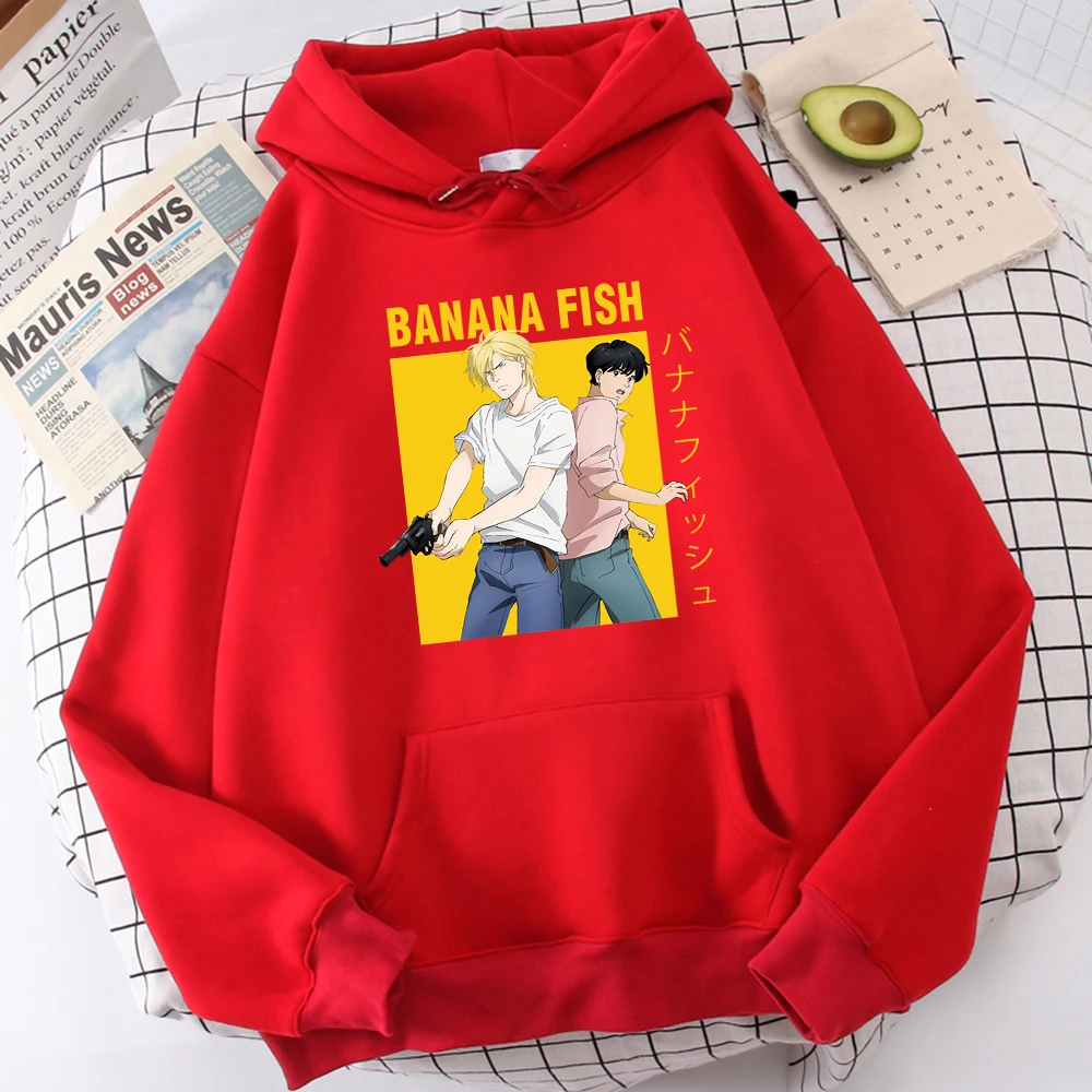 Banana Fish Ash Lynx Eiji Okumura Anime Print Sweatshirt Men Fashion O-Neck Hoody Autumn Oversize Hoodies Casual Fleece Tops