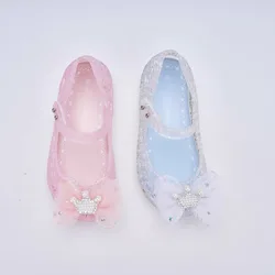 Mini Melissa Summer Girls Sandals Fashion Sequins Rhinestone Bow Girls Princess Shoes Baby Girl Shoes Flat Heel Sandals