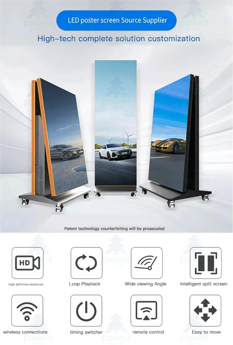 640*1920mm Folding LED Display for Indoor P1.25 Advertising LED Posters Display Mobile Poster LED Display Screen