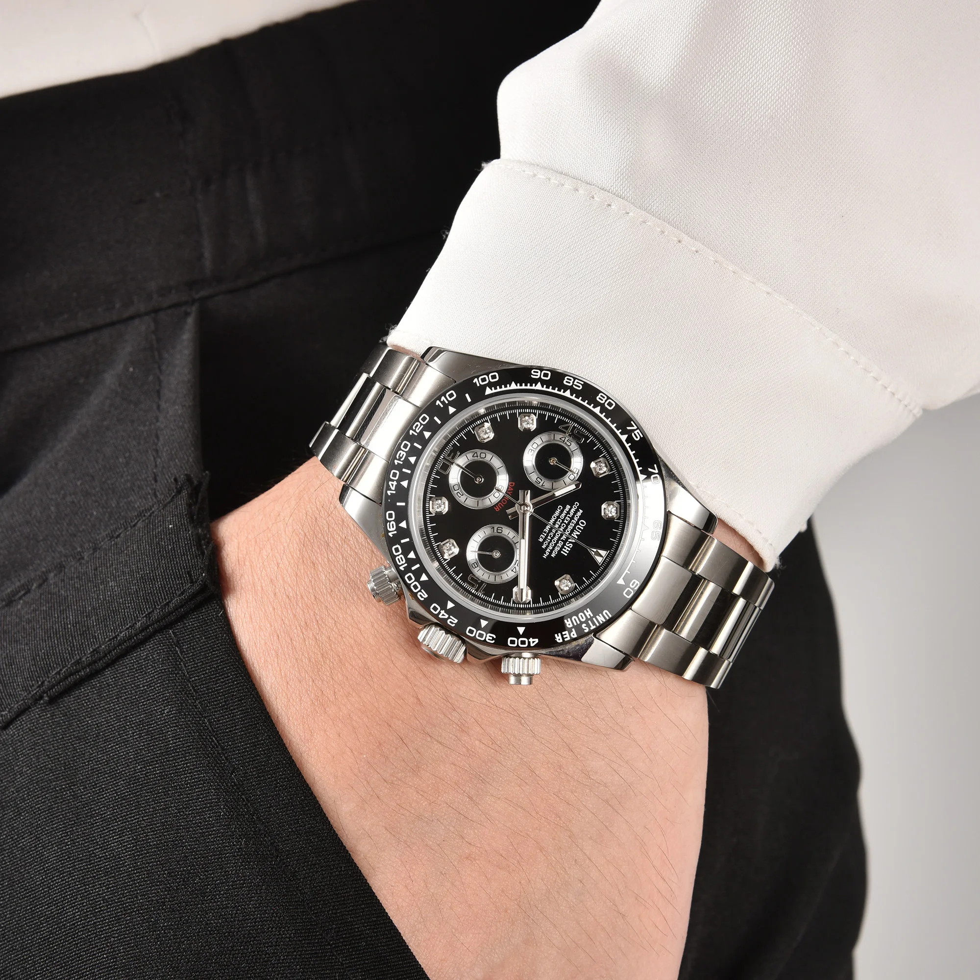 신제품 남성용 쿼츠 시계 40mm, 사파이어 럭셔리 크로노그래프 스테인레스 스틸 방수 남성용 시계 vk63 무브먼트 nh36 nh35 케이스 10