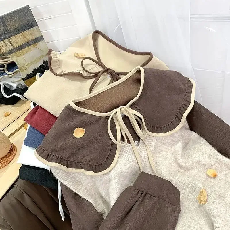 여성용 빈티지 부드러운 셔츠, 피터팬 칼라, 프랑스 스타일, 대학생 루즈한 문학 레이스업, 달콤한 가을 디자인, 인기 만능