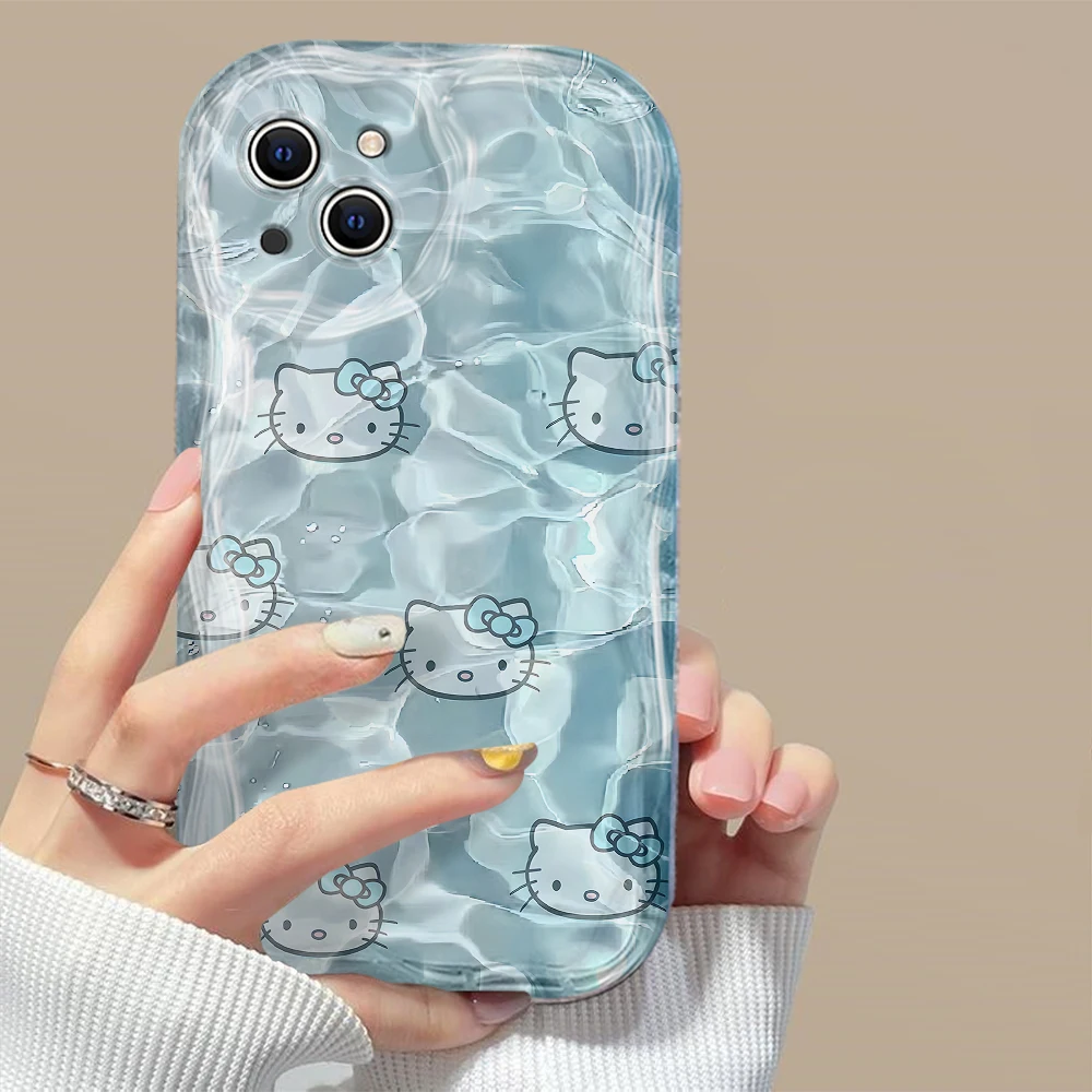 Cute Sanrios Hellos Kittys Clear Silicone Hot 3D Wave Phone Case For OPPO Reno 11 F 8 T 7 Z 6 5 4 Pro F23 F11 F9 4G 5G Cover