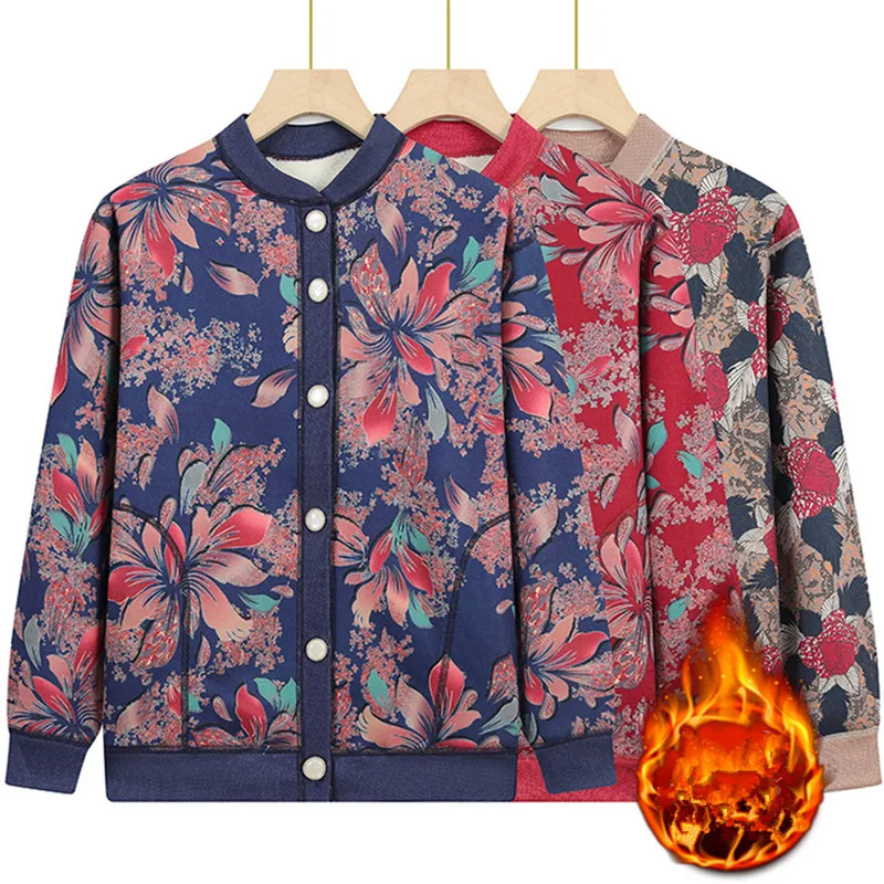 

Бархатная теплая зимняя одежда, женский свитер, пальто с принтом, винтажный трикотаж для мам среднего возраста, куртка-кардиган, топ с длинными рукавами