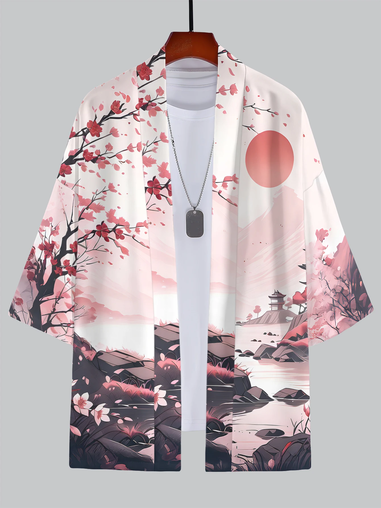 Men's Summer 3D Casual Kimono Set - Gradient Color & Japanese Art Styles