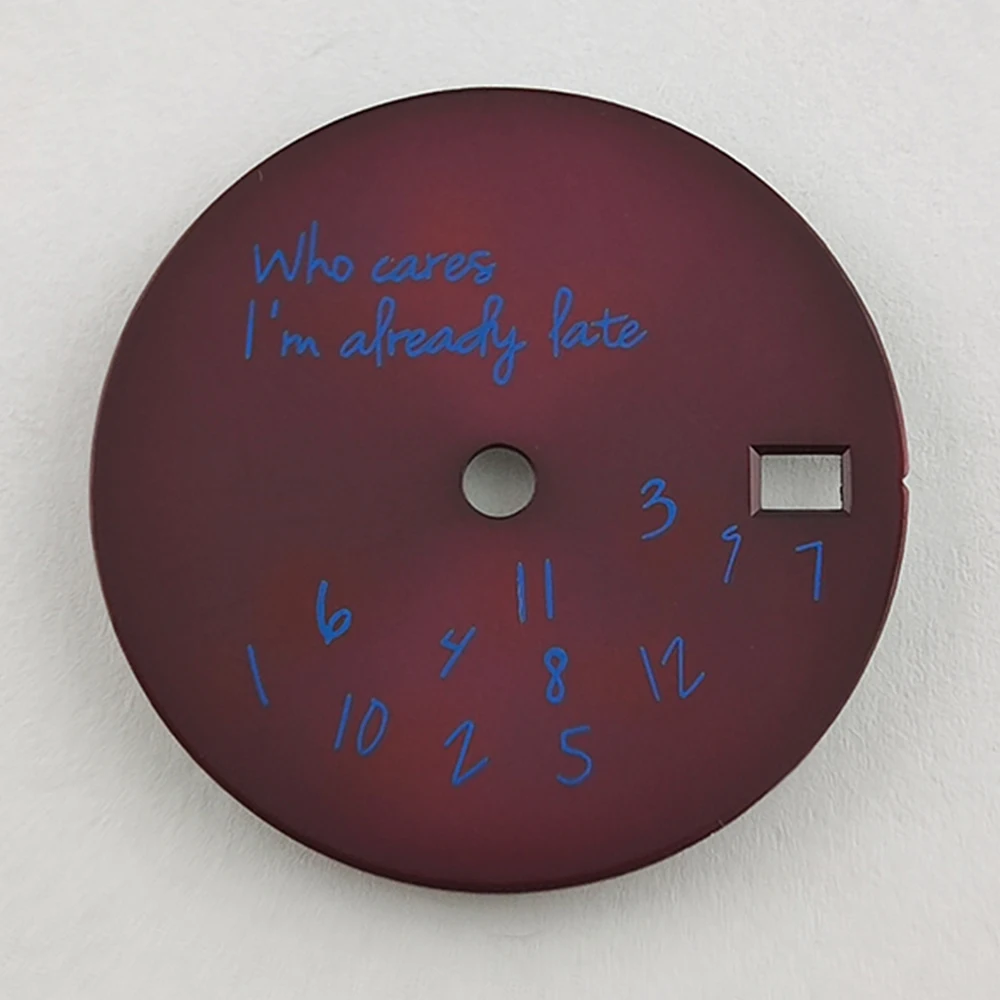 Quadrante dell'orologio da 28,5 mm Chi importa sono già in ritardo Quadrante nh35 Quadrante sterile Parti dell'orologio Nessun logo Quadrante dell'orologio adatto al movimento NH35/NH36