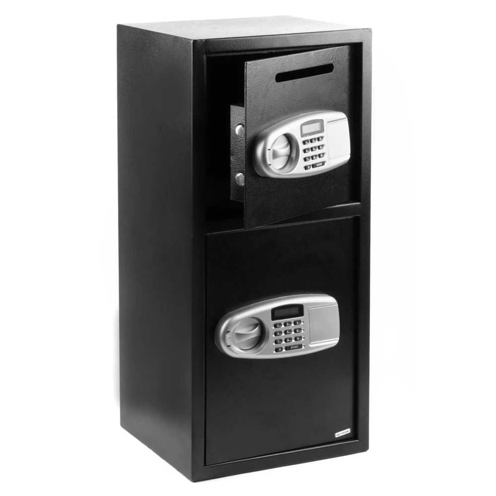 DS77TE Seguridad para el hogar y la oficina Caja fuerte electrónica digital grande de acero negra y panel gris plateado