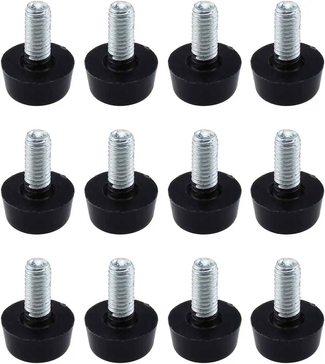 

12PCS Threaded Adjustable Furniture Leveller Black M6 Screw Sliding Furniture Levelling Legs Length 22MM/0.9Inch for Table