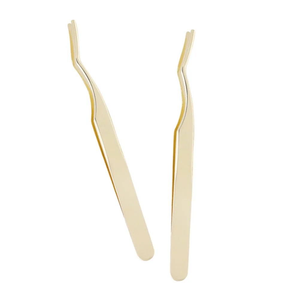 

2Pcs Eyelashes Tweezers for Women Fine Pointed Tips Easy Maneuver Lightweight No Hand Fatigue Golden Eyelashes Tweezers