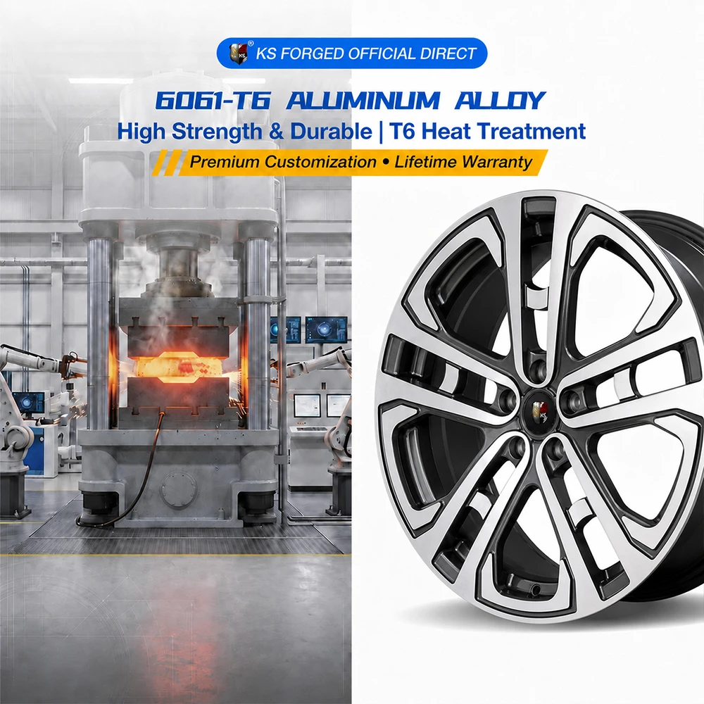 18-24 Inch Gloss Black Machined Hollow Split 5-Spoke Custom Monoblock Forged Alloy Replacement Wheel Rims
