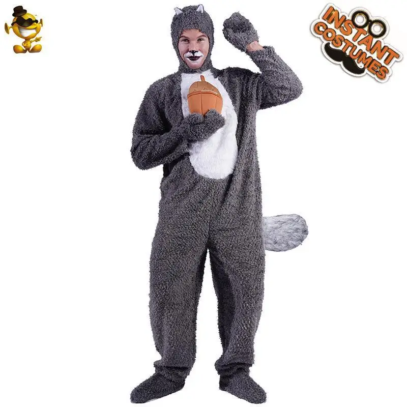 

Взрослый мужской милый костюм белки на Хэллоуин, сценический костюм животного, костюм из искусственного материала, КТВ, дрек-код, осенний сезон