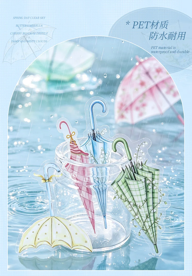 Journal GO 30 Stück Niedliche Regenschirm-Aufkleber für Kinder Geschenk Schreibwaren Scrapbooking Sticker Collage Jun Journal Zubehör – Detail 7