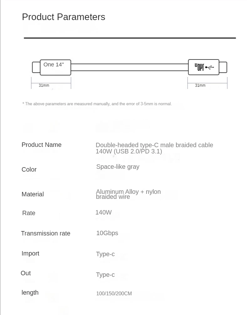 1M/2M USB 2.0ประเภท C ถึง USB C ชายความเร็วสูง10Gbps สาย Type C PD3.1 140W QC3.0 Fast Charging ข้อมูลสายเคเบิล MacBook Pro