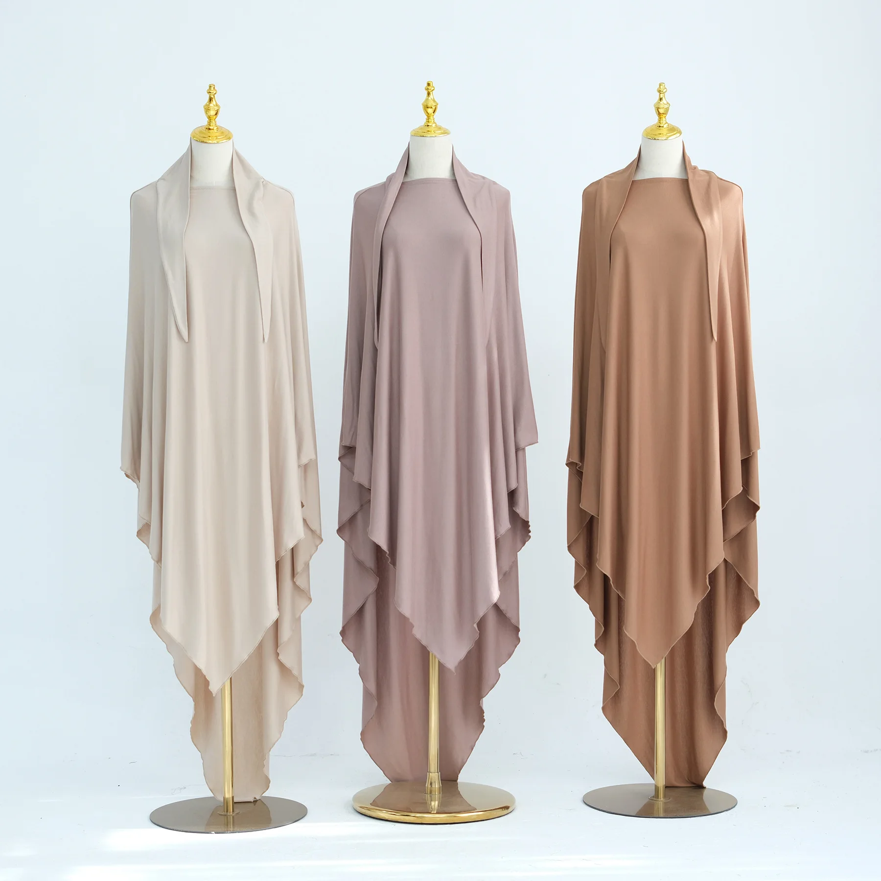 Khimar Hijab Muslim Women Asymmetrical Layered Long Headscarf Solid Color Islamic Prayer Headwear Ramadan Eid Hijabs 2026