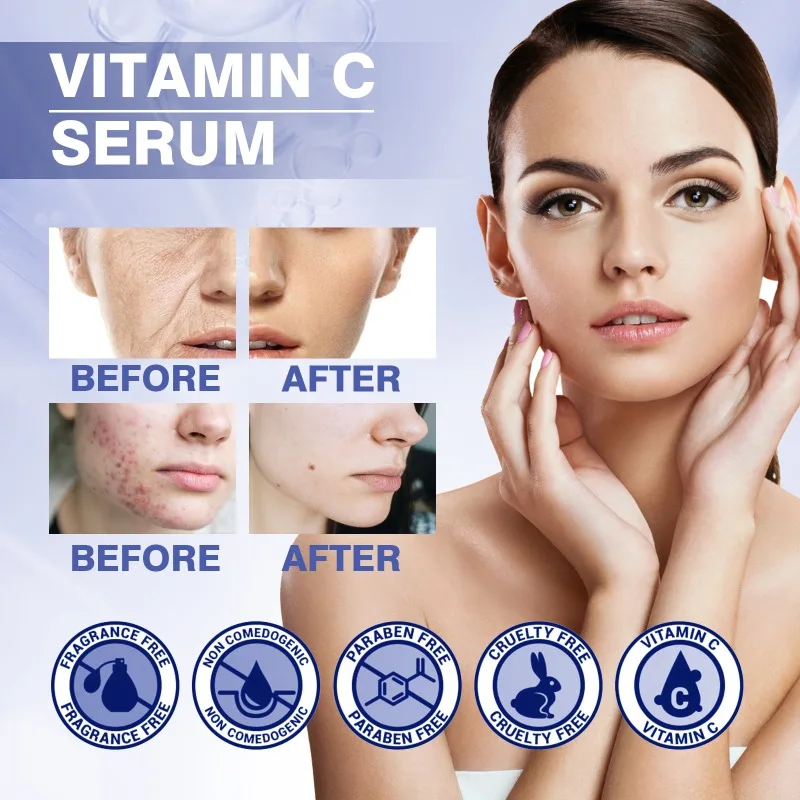 Vitamin C Wrinkle Remover Face Serum Whitening Lifting Firming Fade Fine Lines Anti-aging Essence Brighten Skin Care Skincare