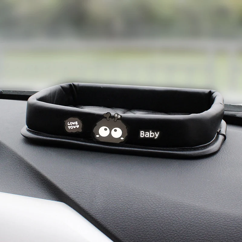 Cartoon Panda Waterproof PU Leather Car Central Console Storage Box Organizer For Phone Keys Paper Holder Auto Interior Decro