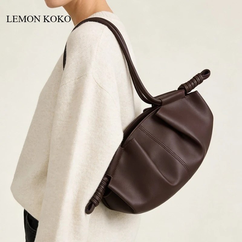 LEMON KOKO Dumpling Bag Shoulder Bag New Simple High Sense Large Capacity Commuter Bag Fashionable Versatile Women Handbag
