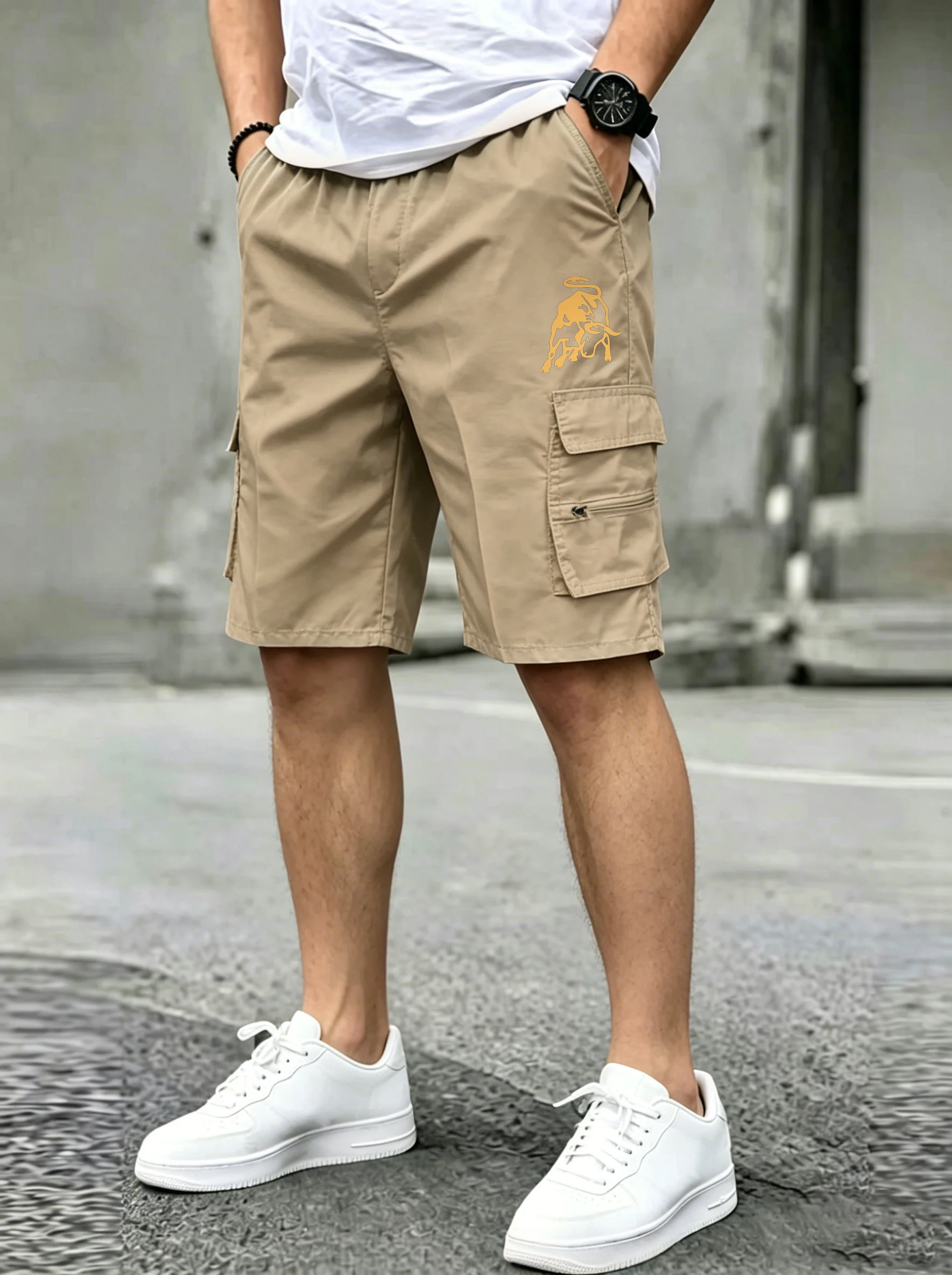 American Flag Printed Cargo Shorts Independence Day Eagle Shorts Summer Cargo Work Camping Multi-pocket Short Pants Streetwear