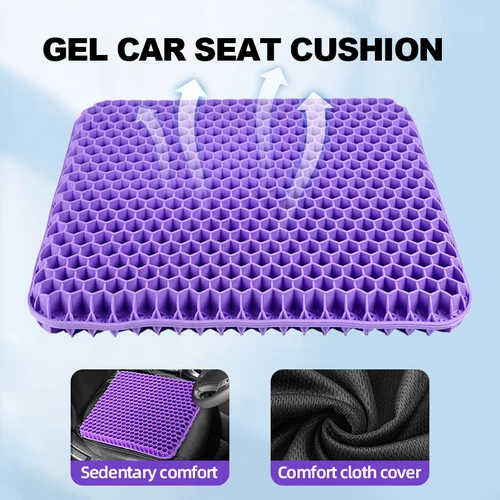 Imagen 1 del producto Cojín de asiento de gel, diseño de panal transpirable de verano para aliviar la presión, dolor en el coxis en la espalda, silla de ruedas para oficina en casa, coches