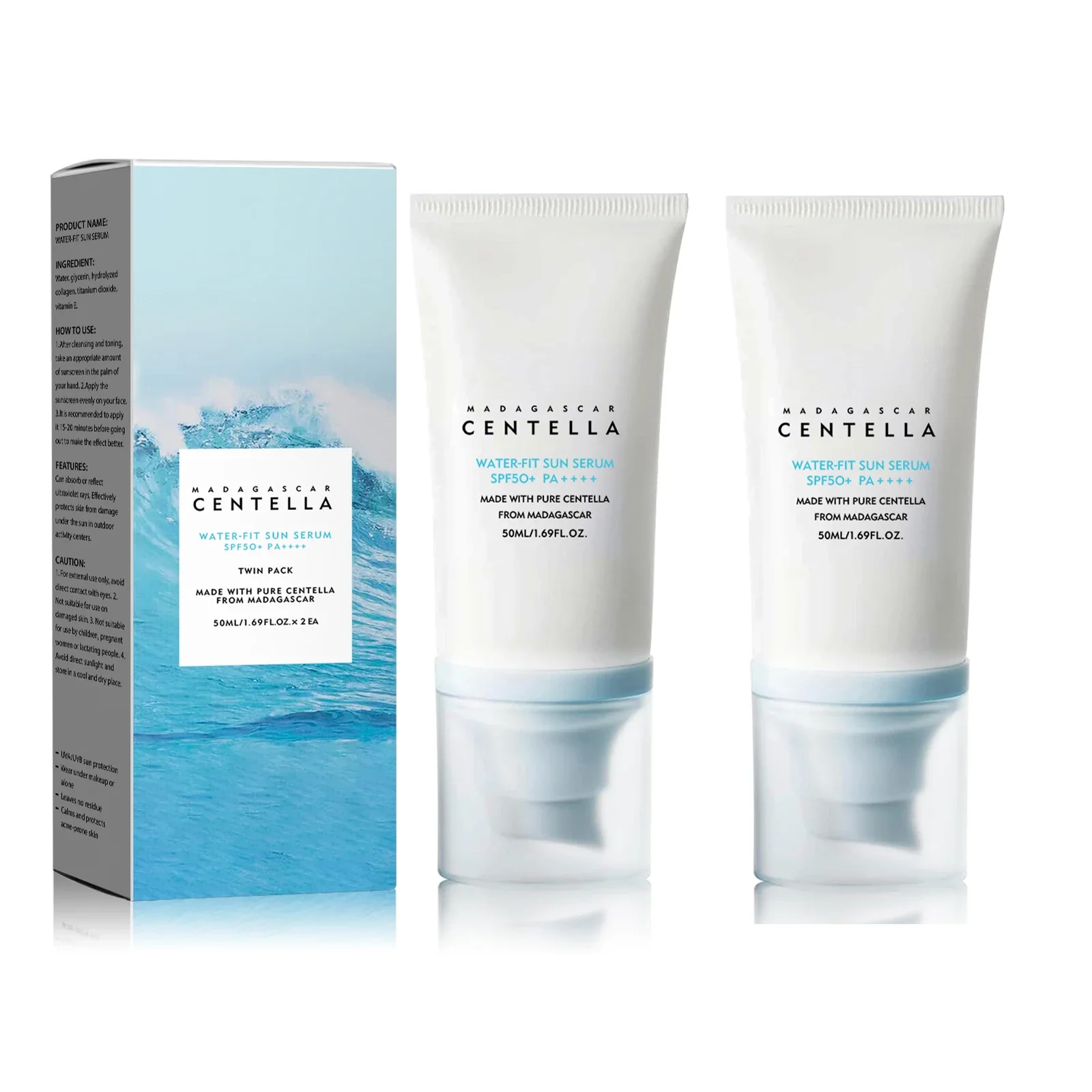 2/1pcs SPF50+ Sunscreen Cream Centella Strong UV Protection Water-Based Sunscreen Sun Body Sunblock Moisturizing Skin Care