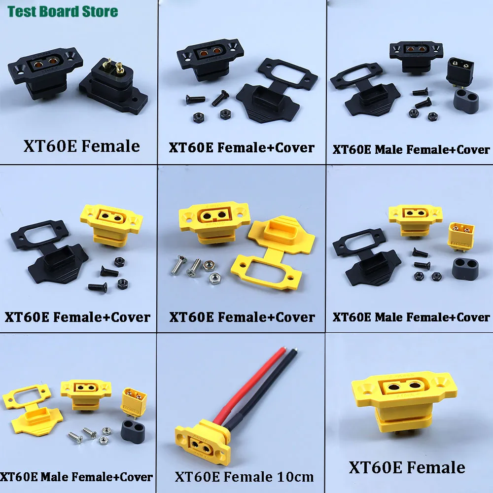 Quick Charge XT60E-F.B Model Airplane Battery Gold-plated 30A High Current Female Plug Mountable XT60 Connector Black / Yellow