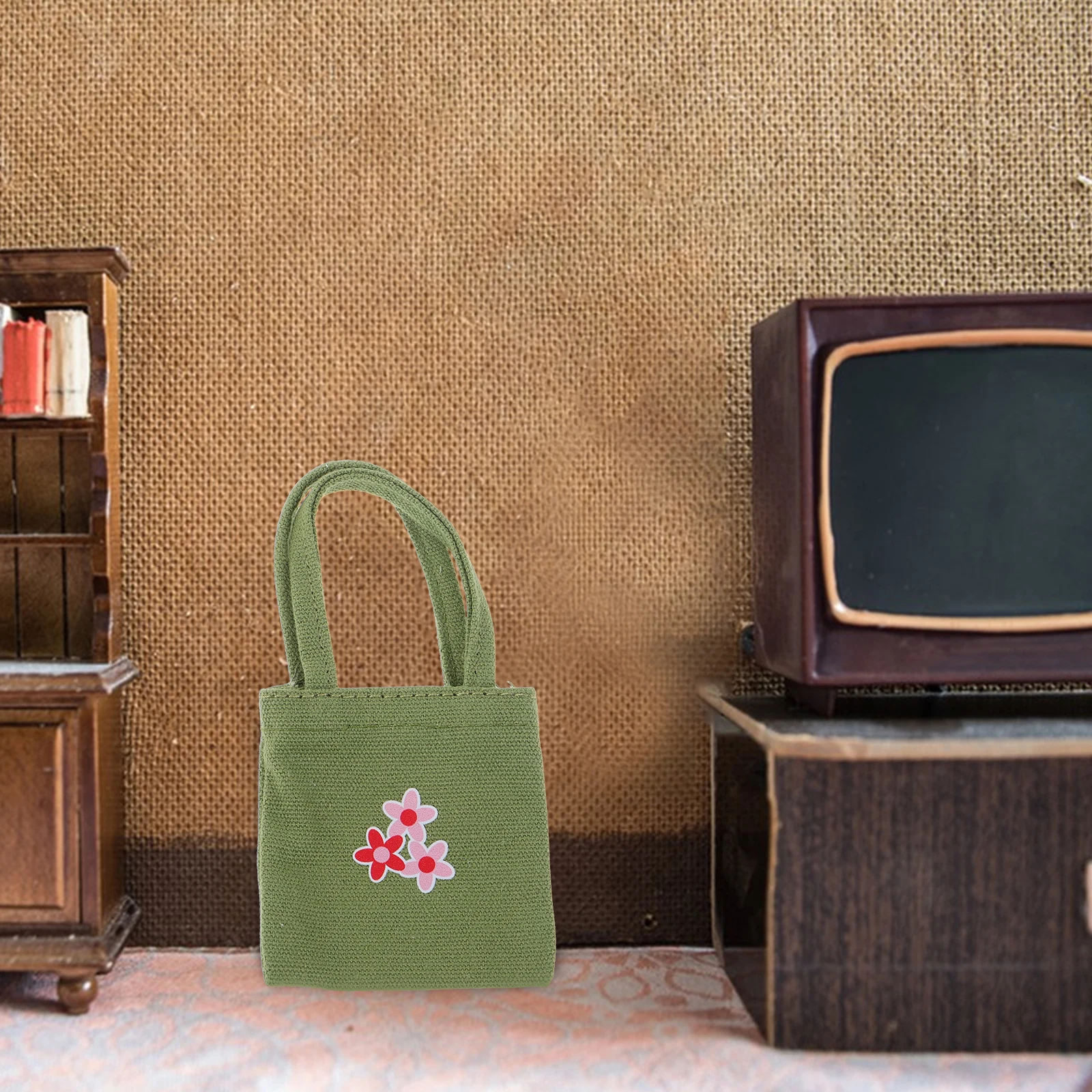 

5Pcs Mini Canvas Tote Bag Colorful Shoulder Bags for Dollhouse Scenes Kids Costume Accessories Miniature Canvas Purse Set