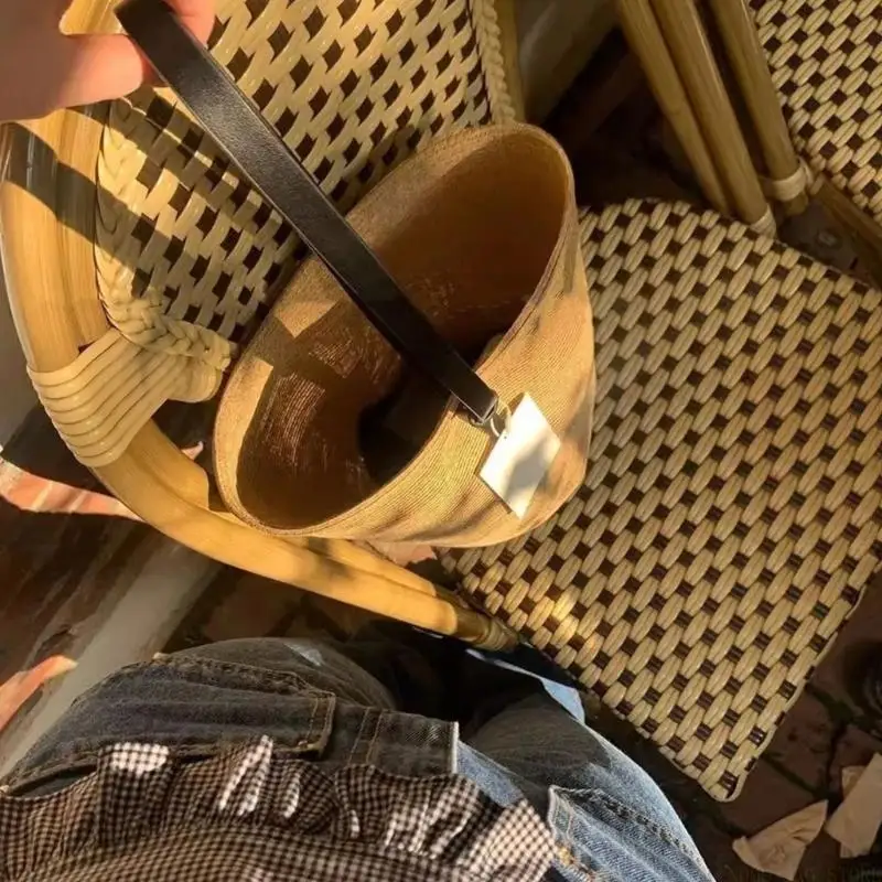 

X90D Women Straw Armpit Bag Handwoven Shoulder Bag Fashion Beach Bag Bucket Bag