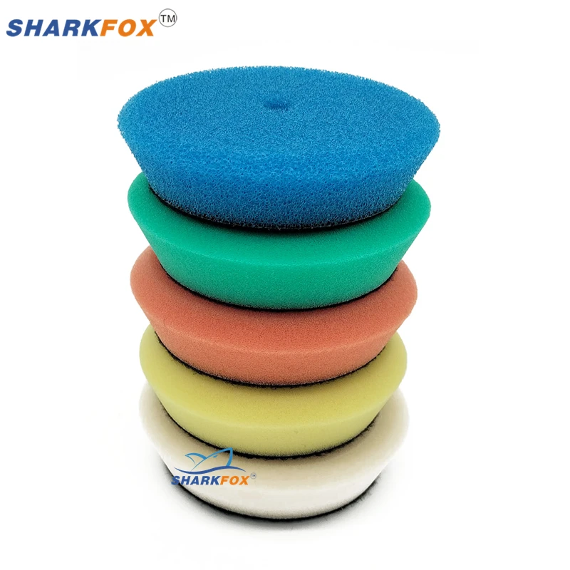 Sharkfox-Kit de almohadillas de pulido, almohadilla de lana, esponja de encerado, almohadillas pulidoras de detalles de coche, 32 piezas, 1 pulgada,