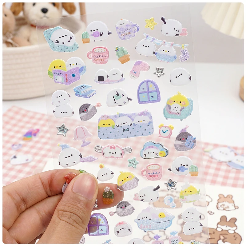 4 pcs Cute Happy Animals Cartoon Stickers Scrapbooking Diy Journal Sealing Kawaii Sticker Stationery School Supplies Gift