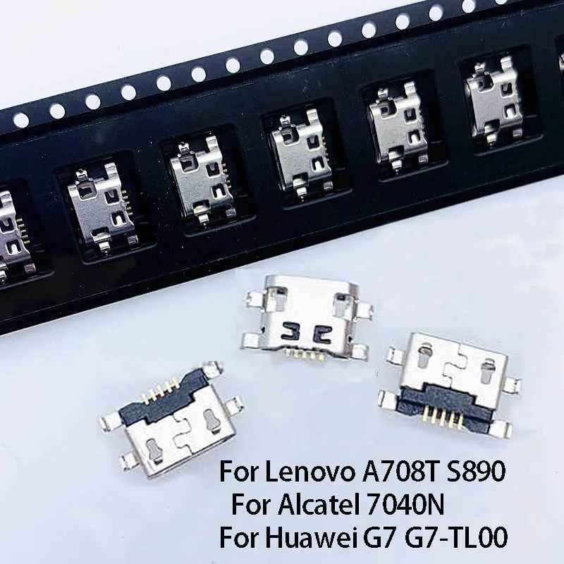 50pcs Micro USB Reverse Heavy Plate 1.2 Charging Port Connector for Lenovo A708t S890 / for Alcatel 7040N for HuaWei G7 G7-TL00