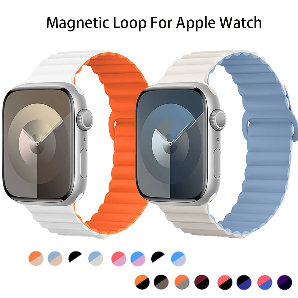 Correa magnética para Apple Watch Band 40mm 45mm 44mm 41mm 49mm 44mm 38mm 42 pulsera de silicona iWatch series 8 SE 6 7 8 9 Ultra 2