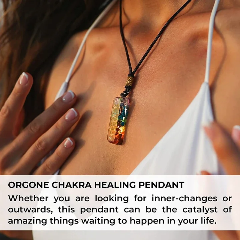 Retro Reiki Healing Energy Crystal Pendant Natural Stone for Yoga Meditation Spiritual 7 Chakra Jewelry Neckalce Amulet Orgonite