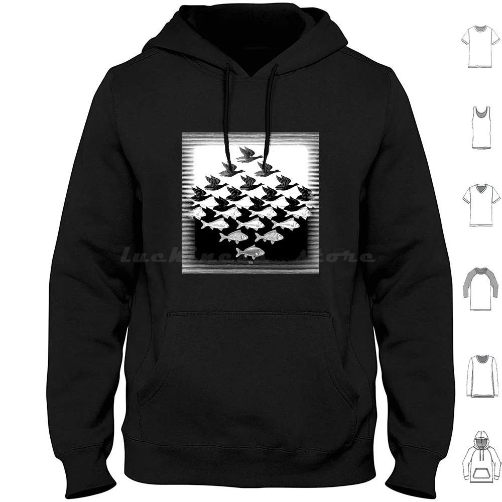 Sky And Water By Cornelis Escher Hoodie cotton Long Sleeve Escher Illusion Mc Escher Artist Cool Impossible Cornelis