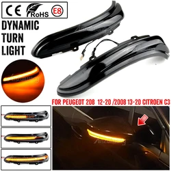 2Pcs For Peugeot 208 2008 2012 2013 2014 2015 2016 2017 2018 2019 2020 Citroen C3 Dynamic LED Side Mirror Blinker Flowing Light