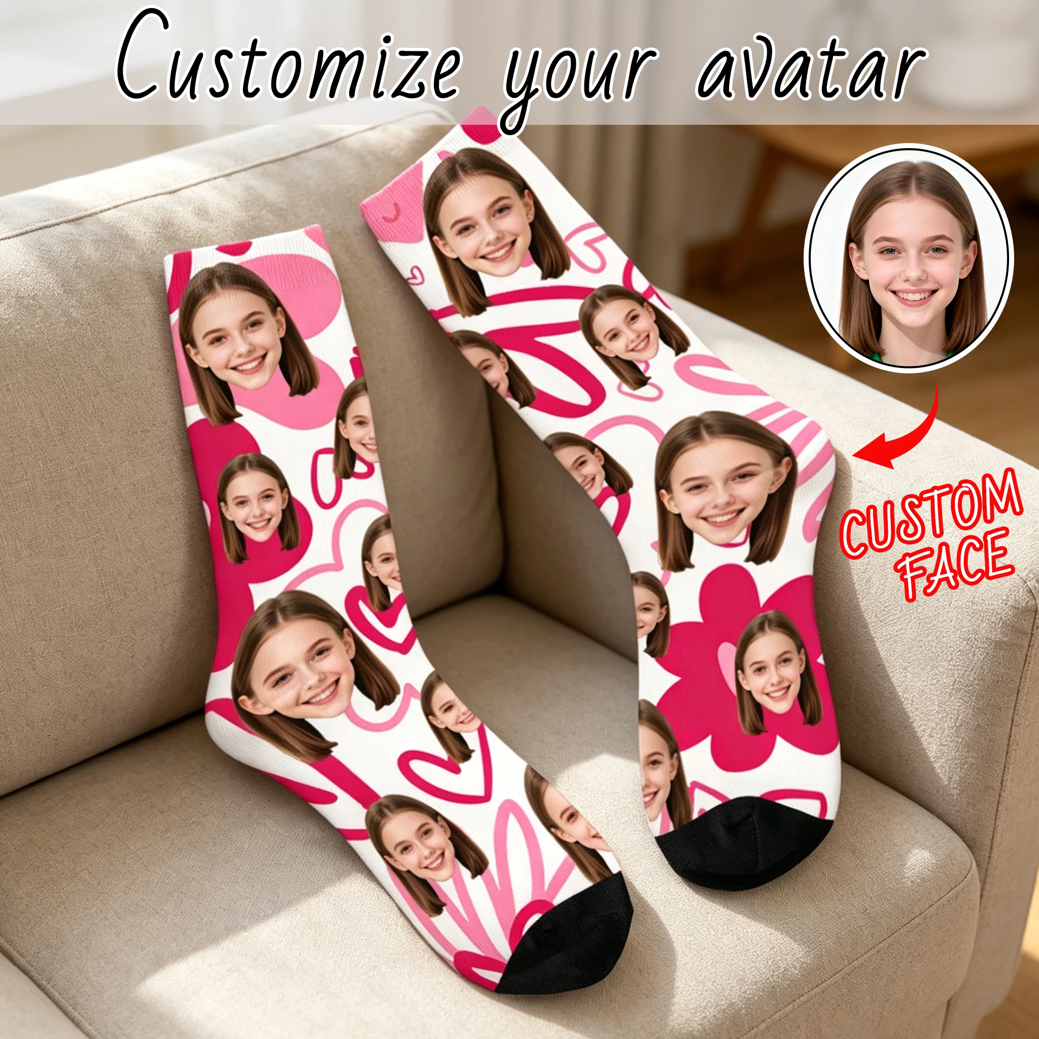 Custom avatar socks for women custom photo socks personalized picture socks photo socks personalized gifts