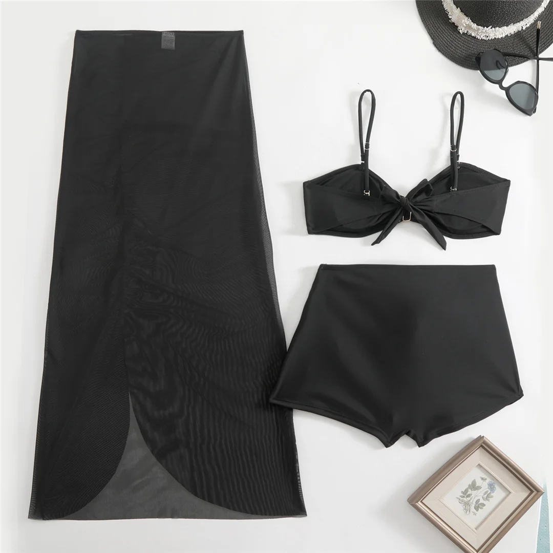 Mit Rock, Metallring, hoher Taille, Bikini, Damen-Badeanzug, dreiteiliges Bikini-Set, Damen-Badebekleidung, Badeanzug, Schwimmanzug V6917 – Detail 13