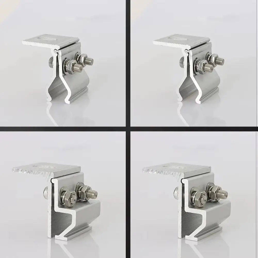 1Pcs Aluminum Alloy Solar Panel Clamp Silver Anodized Standing Seam Clamp Serrated Bite Structure Stainless Steel Bolts