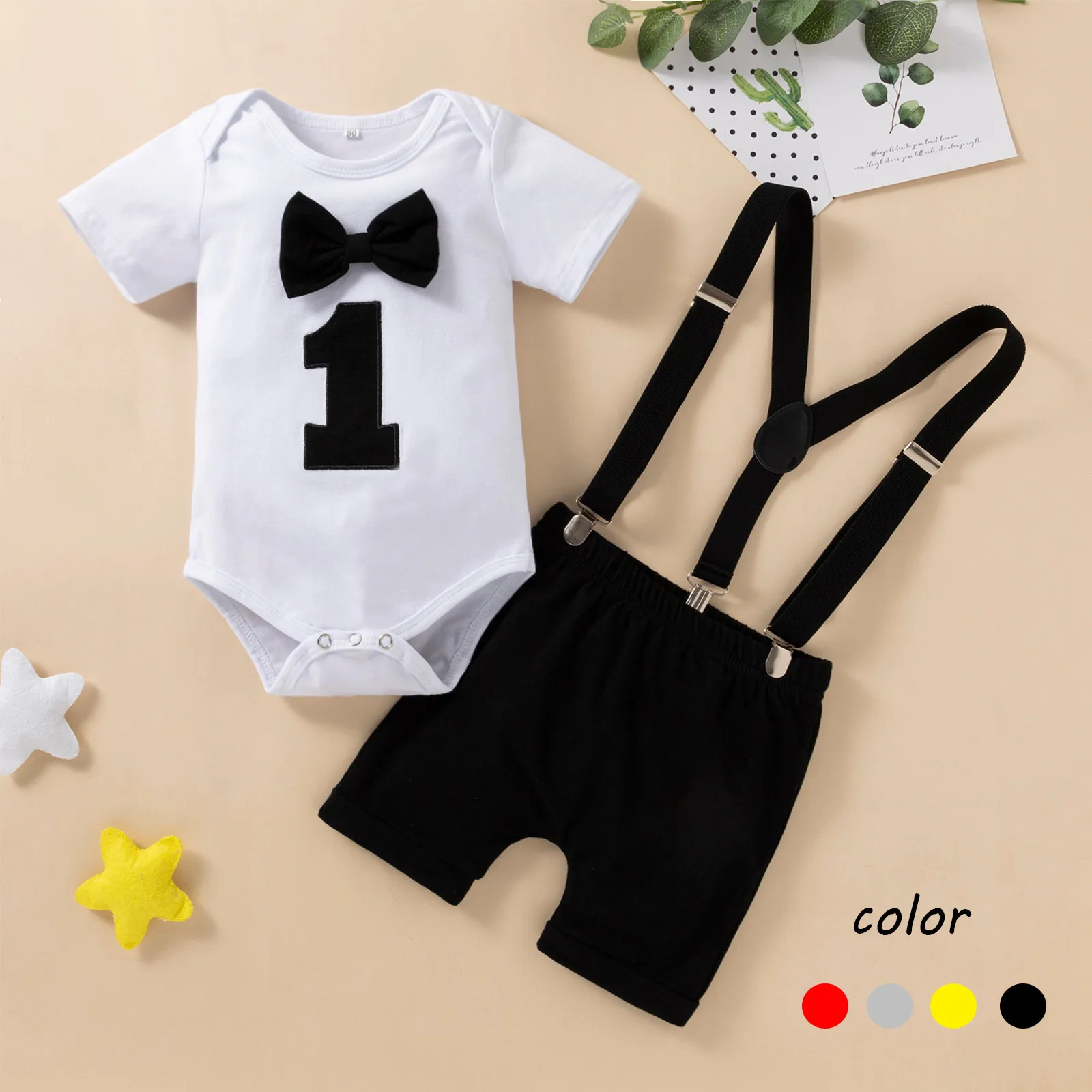 

Newborn Baby Boys Clothes Sets Toddler Kids Jumpsuit 1st Birthday Rompers Infant Clothing Playsuits One Year Baby Boy Overalls