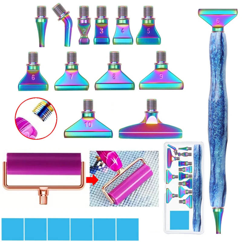 HOMFUN 20 Pcs Diamond Painting Art Pen Kit Ergonomic Comfort Grip, Colorful Diamond Bits Roller Clay in Gift Box, Ideal DIY Tool