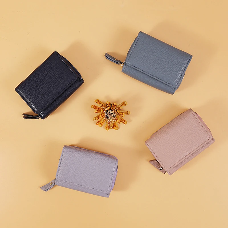 Женский кошелек, маленький кошелек на молнии, женский короткий кошелек из коровьей кожи, женский кошелек, RFID-карта, сумка для денег, подарок для женщин