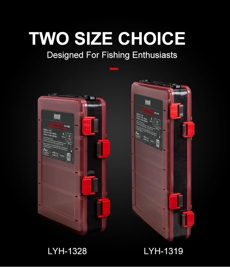 Kingdom Fishing Tackle Boxes 10, 14 Fächer, Aufbewahrungskoffer für Angelzubehör aus Kunststoff, doppelseitige, hochfeste Köderboxen – Detail 15