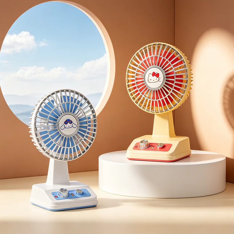 MINISO Sanrio Cinnamoroll Retro Desktop Fan 1200mAh USB-C Fast Charging Portable Personal Mini Fan For Office Bedroom
